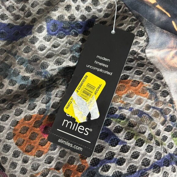 Ali Miles Mixed Media Open Front Cardigan Large Rayon Blend Multicolor Duster - Picture 9 of 9